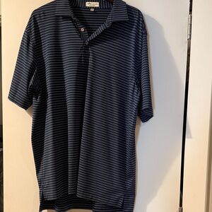 Peter Millar Navy and White Striped Polo